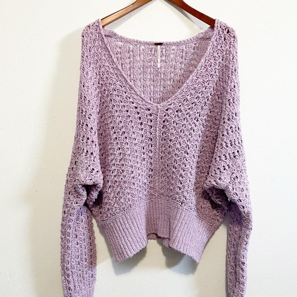 Free People Best of You Open Knit Sweater V-Neck Dolman Sleeve - Picture 4 of 8